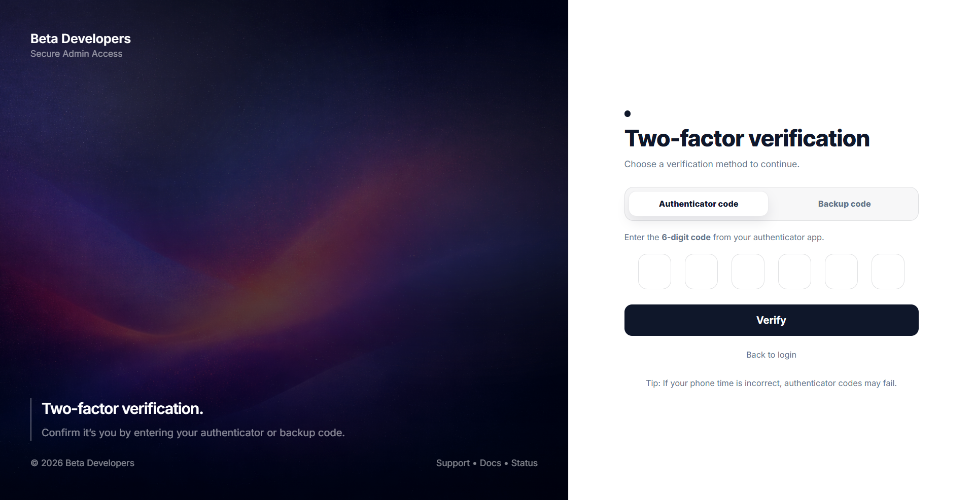 TOTP setup screenshot