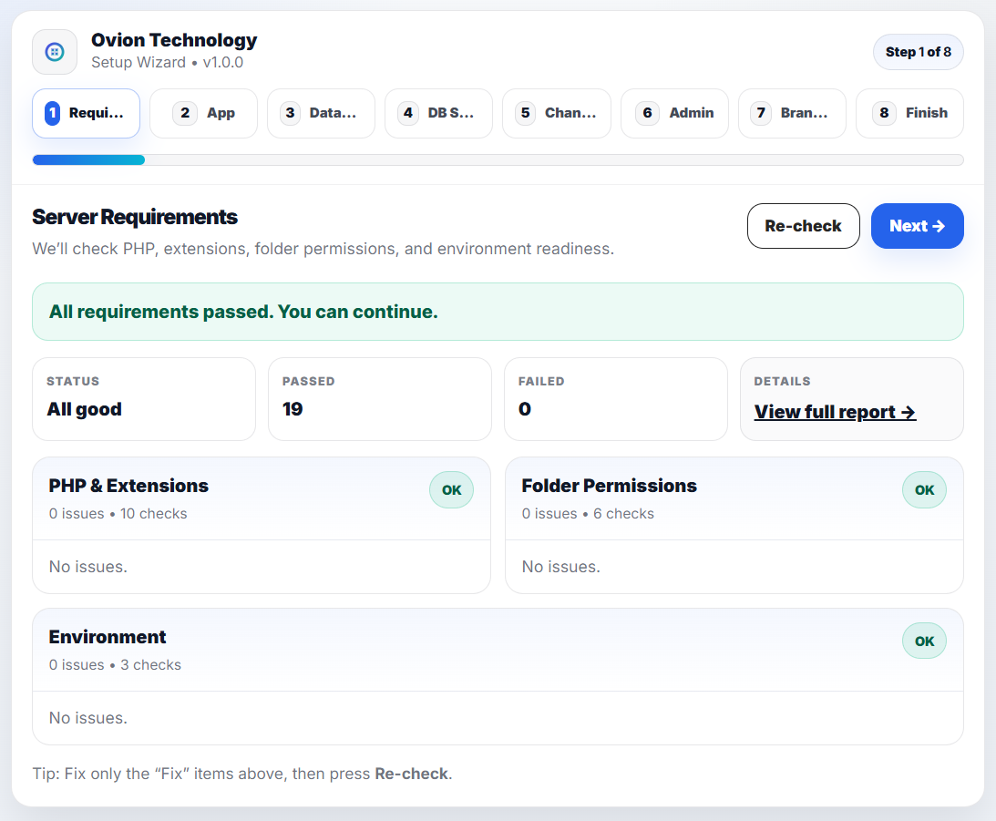Requirements step screenshot